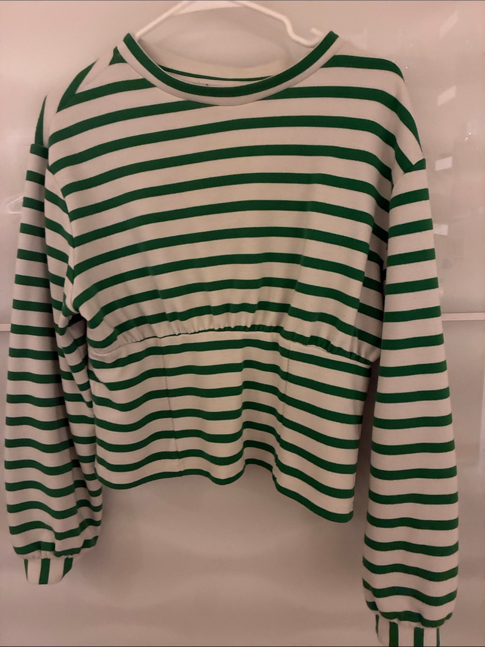 Green and White Striped Long Sleeve Top Maeve by Anthropology
